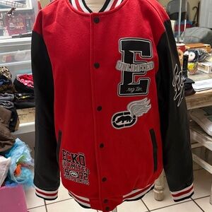 Ecko Unlimited Kids Varsity Jacket in Red and Black